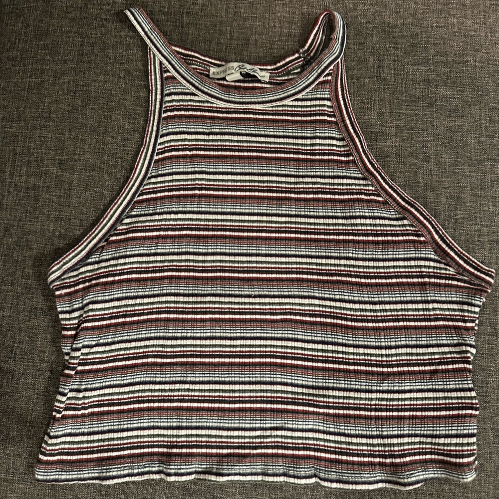 Express striped high neck crop top